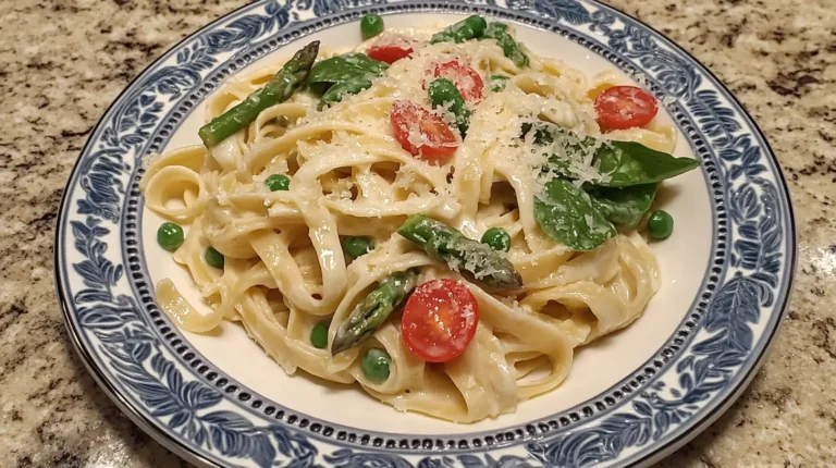 Spring Vegetable Fettuccine Alfredo