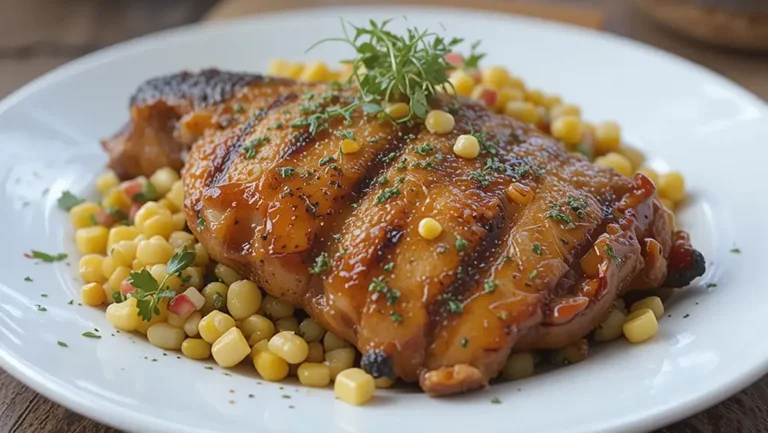 Grilled hot honey chicken with corn salad