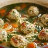 Mini Pesto Chicken Meatball Soup