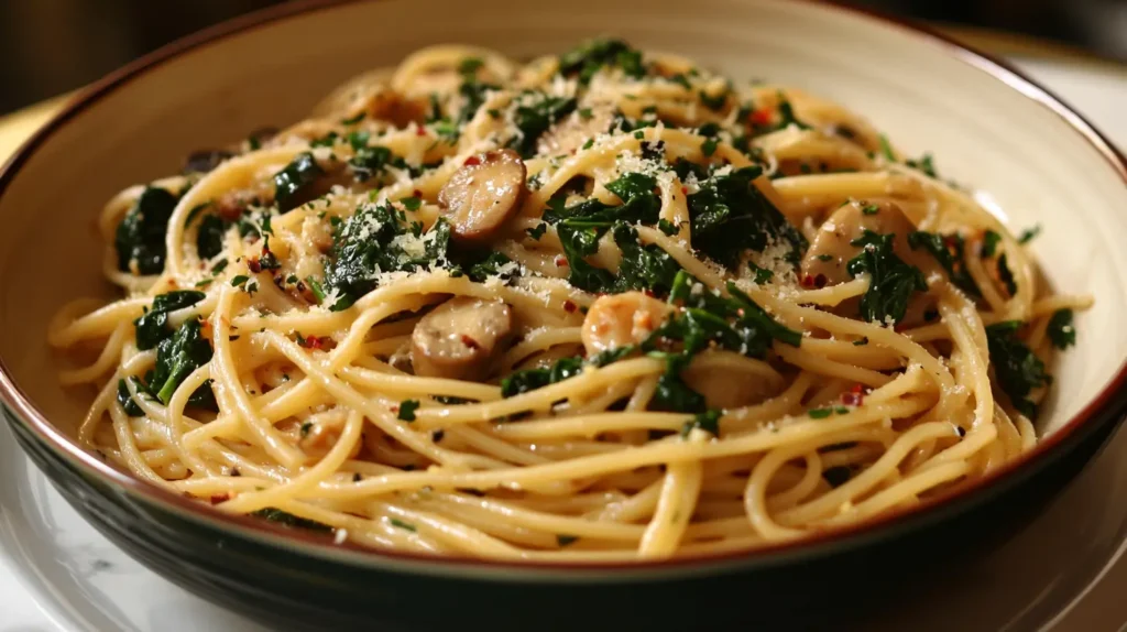 One-Pot Spinach Mushroom Pasta